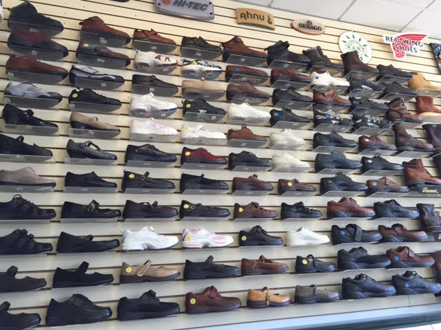 wall of shoes